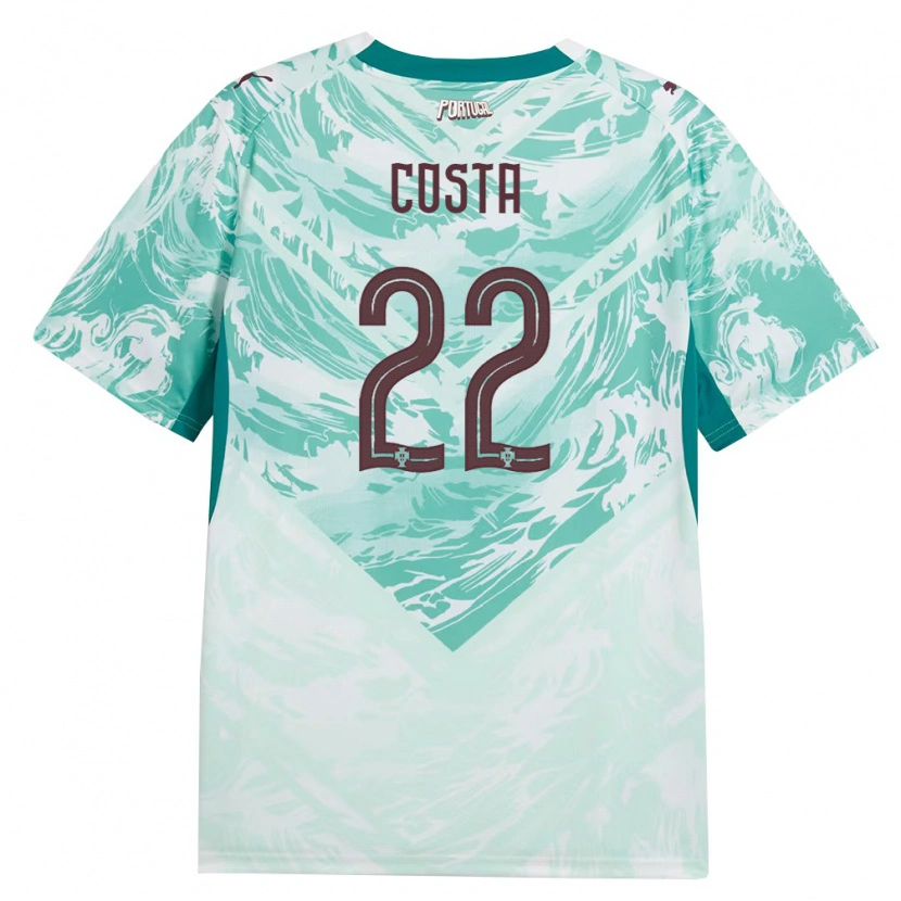 Danxen Niño Camiseta Portugal Rute Costa #22 Azul Cielo Blanco Verde 2ª Equipación 26-28 La Camisa México