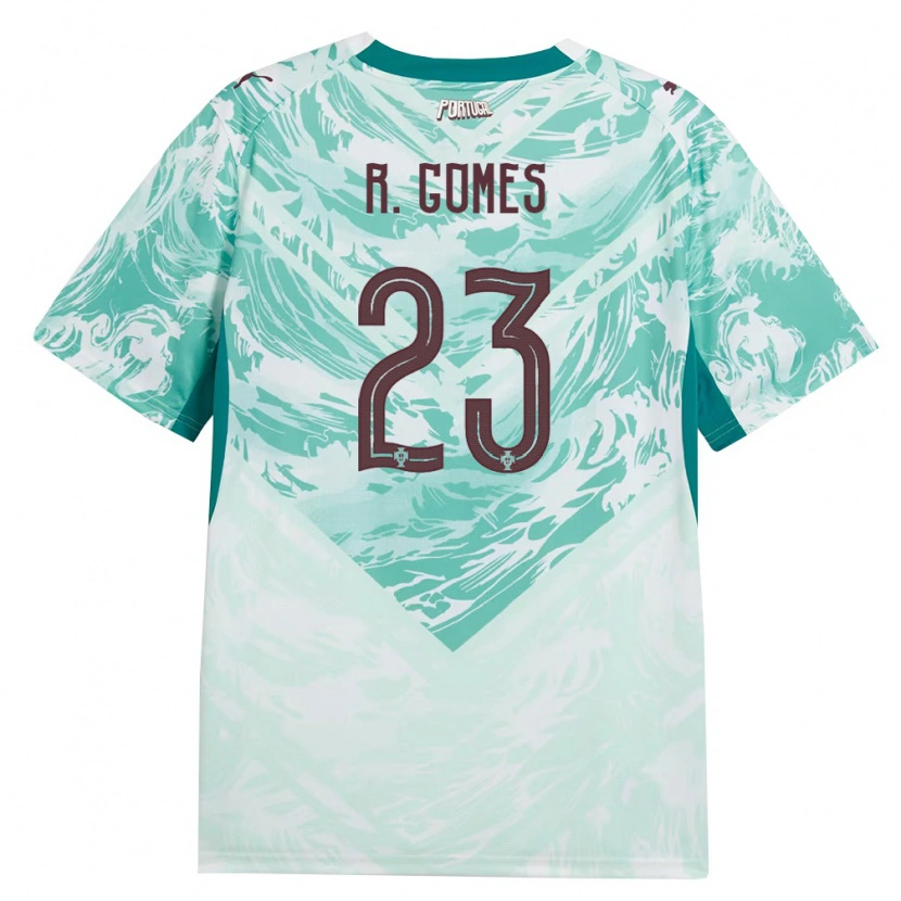 Danxen Niño Camiseta Portugal Rodrigo Gomes #23 Azul Cielo Blanco Verde 2ª Equipación 26-28 La Camisa México