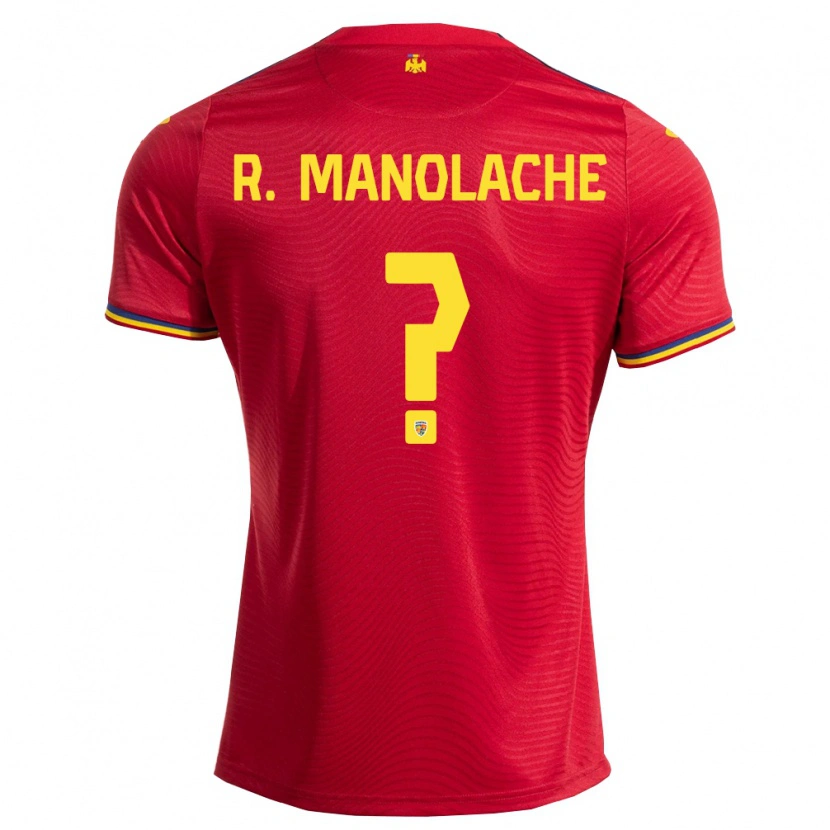 Danxen Niño Camiseta Rumania Rareș Manolache #0 Rojo Marino Amarillo 2ª Equipación 26-28 La Camisa México