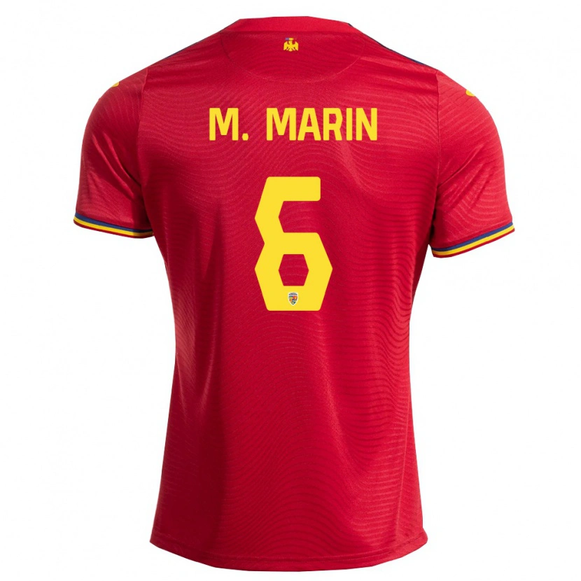 Danxen Niño Camiseta Rumania Marius Marin #6 Rojo Marino Amarillo 2ª Equipación 26-28 La Camisa México