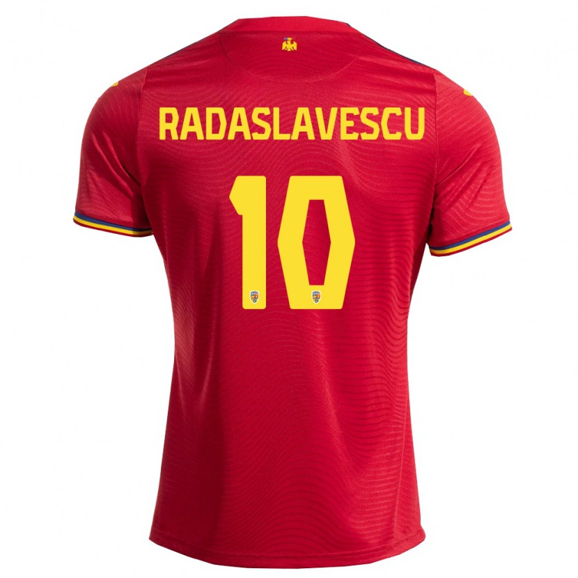 Danxen Niño Camiseta Rumania Eduard Radaslavescu #10 Rojo Marino Amarillo 2ª Equipación 26-28 La Camisa México