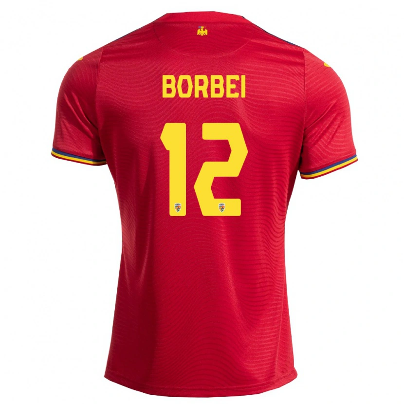 Danxen Niño Camiseta Rumania Alexandru Borbei #12 Rojo Marino Amarillo 2ª Equipación 26-28 La Camisa México