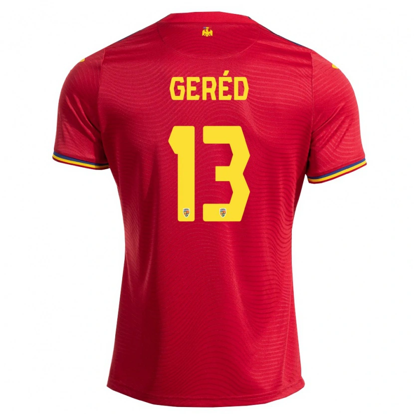 Danxen Niño Camiseta Rumania Erika Geréd #13 Rojo Marino Amarillo 2ª Equipación 26-28 La Camisa México