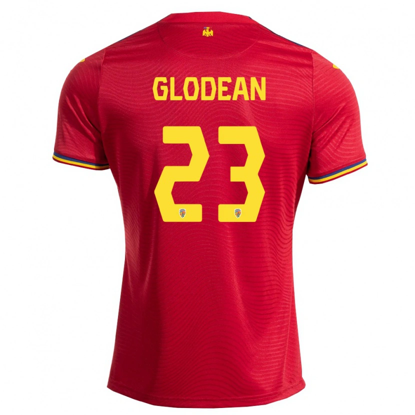 Danxen Niño Camiseta Rumania Alexandru Glodean #23 Rojo Marino Amarillo 2ª Equipación 26-28 La Camisa México
