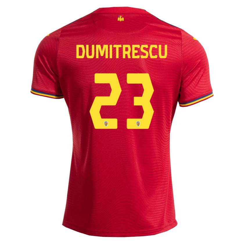 Danxen Niño Camiseta Rumania Andres Dumitrescu #23 Rojo Marino Amarillo 2ª Equipación 26-28 La Camisa México