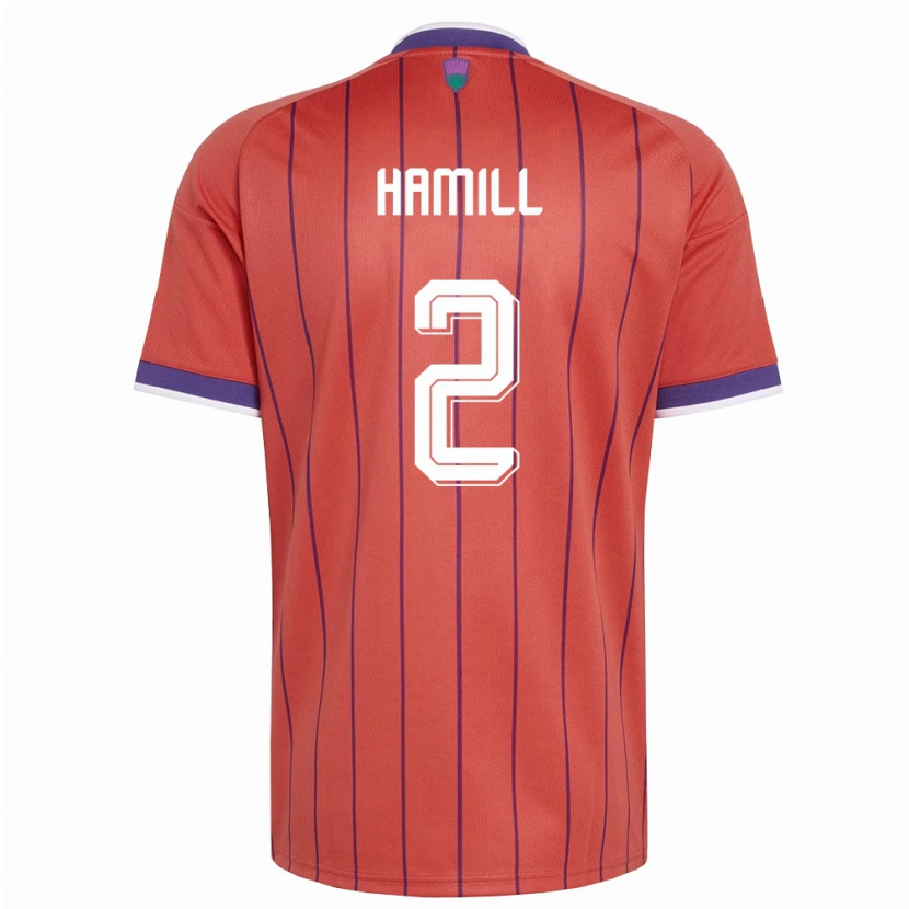 Danxen Niño Camiseta Escocia Callan Hamill #2 Naranja Púrpura 2ª Equipación 26-28 La Camisa México