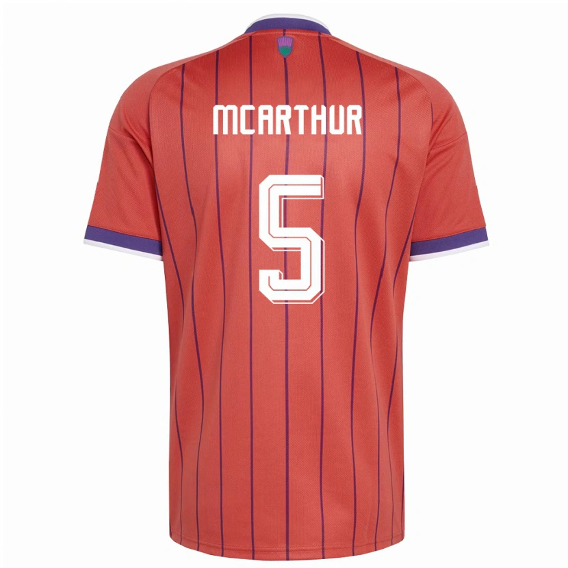 Danxen Niño Camiseta Escocia Charlie Mcarthur #5 Naranja Púrpura 2ª Equipación 26-28 La Camisa México