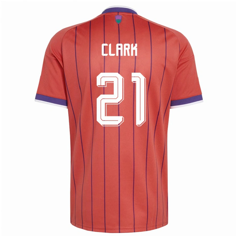 Danxen Niño Camiseta Escocia Zander Clark #21 Naranja Púrpura 2ª Equipación 26-28 La Camisa México