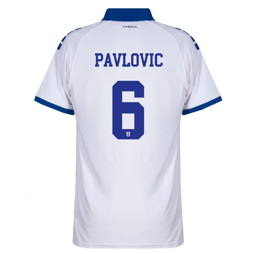 Danxen Niño Camiseta Serbia Andrej Pavlovic #6 Marino Blanco Rojo 2ª Equipación 26-28 La Camisa México