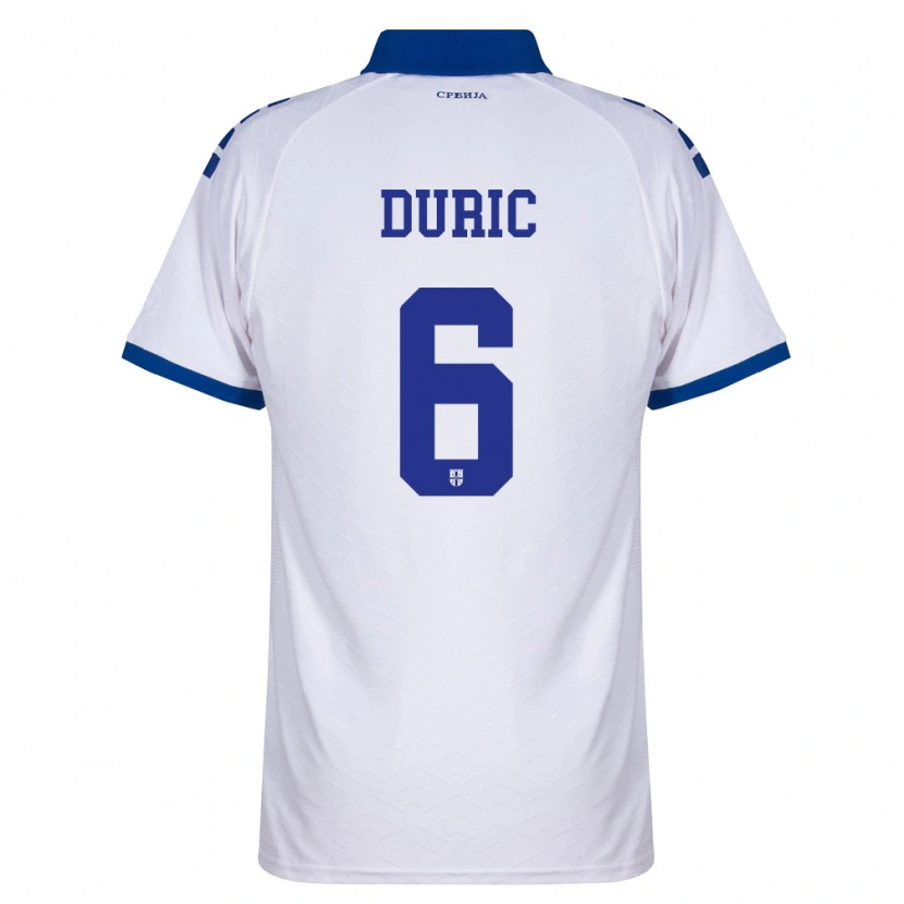 Danxen Niño Camiseta Serbia Andrej Duric #6 Marino Blanco Rojo 2ª Equipación 26-28 La Camisa México