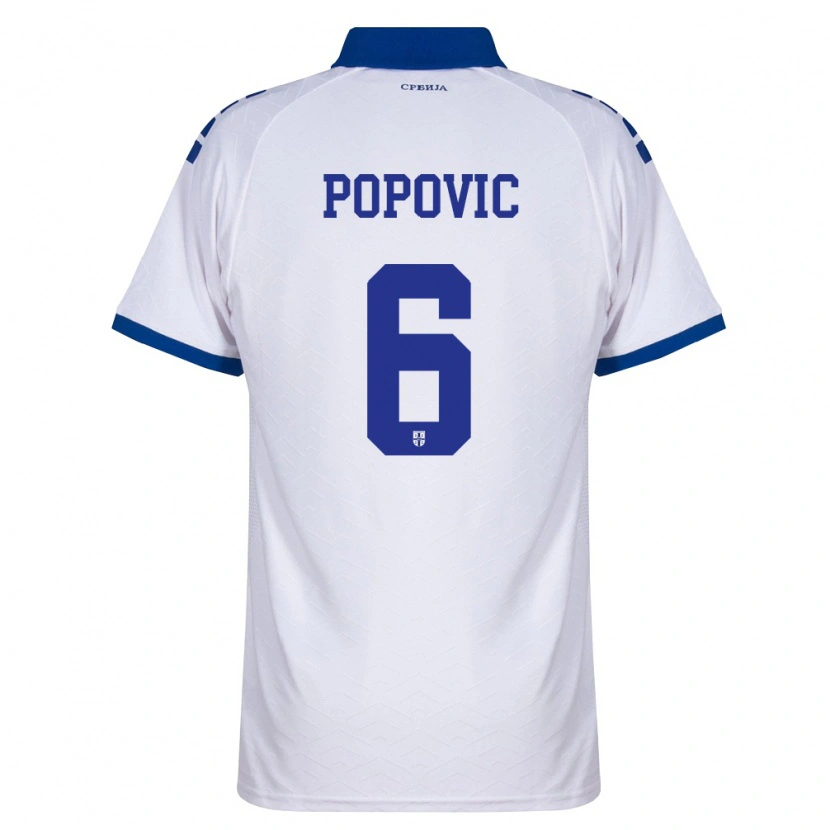Danxen Niño Camiseta Serbia Andrej Popovic #6 Marino Blanco Rojo 2ª Equipación 26-28 La Camisa México