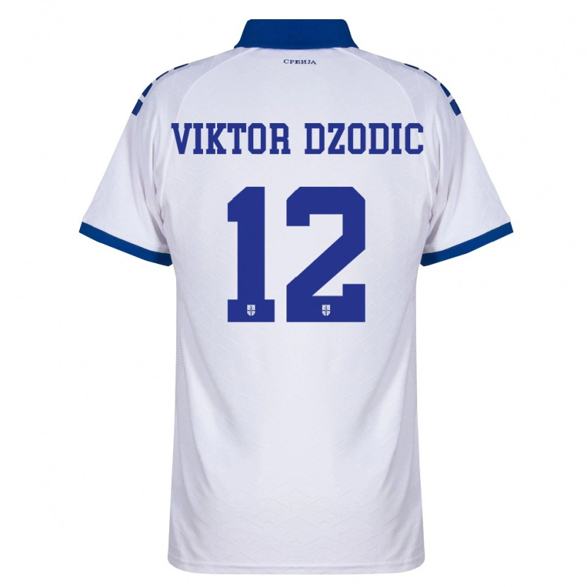 Danxen Niño Camiseta Serbia Viktor Dzodic #12 Marino Blanco Rojo 2ª Equipación 26-28 La Camisa México