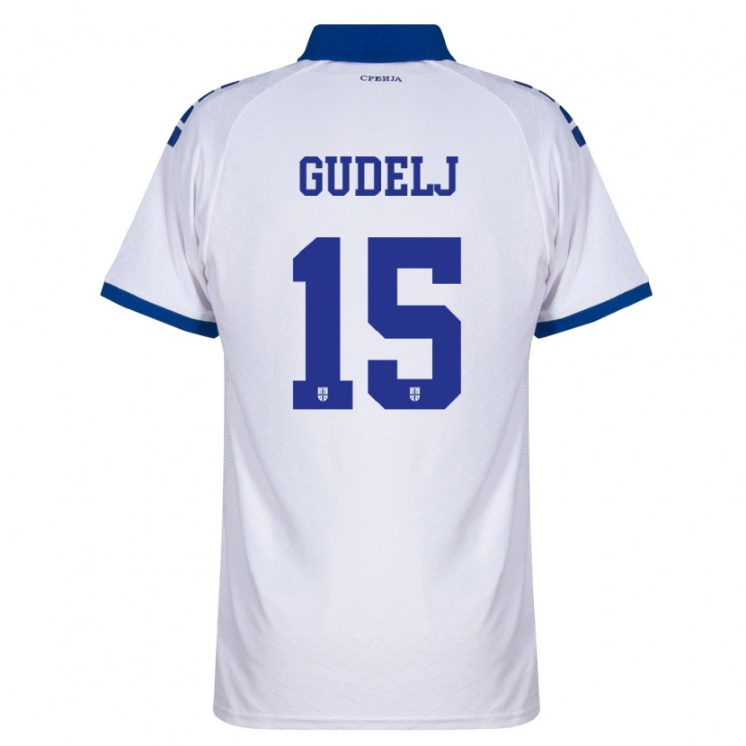 Danxen Niño Camiseta Serbia Stefan Gudelj #15 Marino Blanco Rojo 2ª Equipación 26-28 La Camisa México