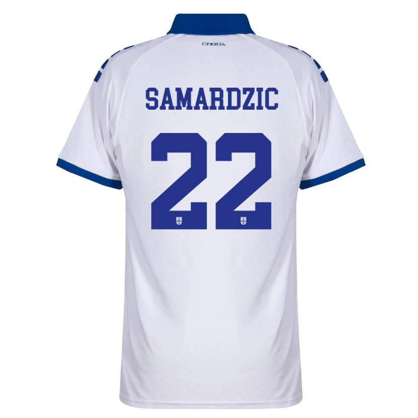 Danxen Niño Camiseta Serbia Lazar Samardžić #22 Marino Blanco Rojo 2ª Equipación 26-28 La Camisa México