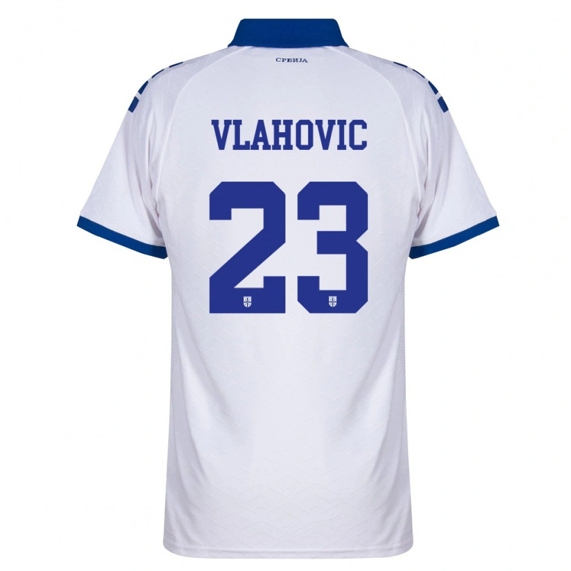 Danxen Niño Camiseta Serbia Dušan Vlahović #23 Marino Blanco Rojo 2ª Equipación 26-28 La Camisa México