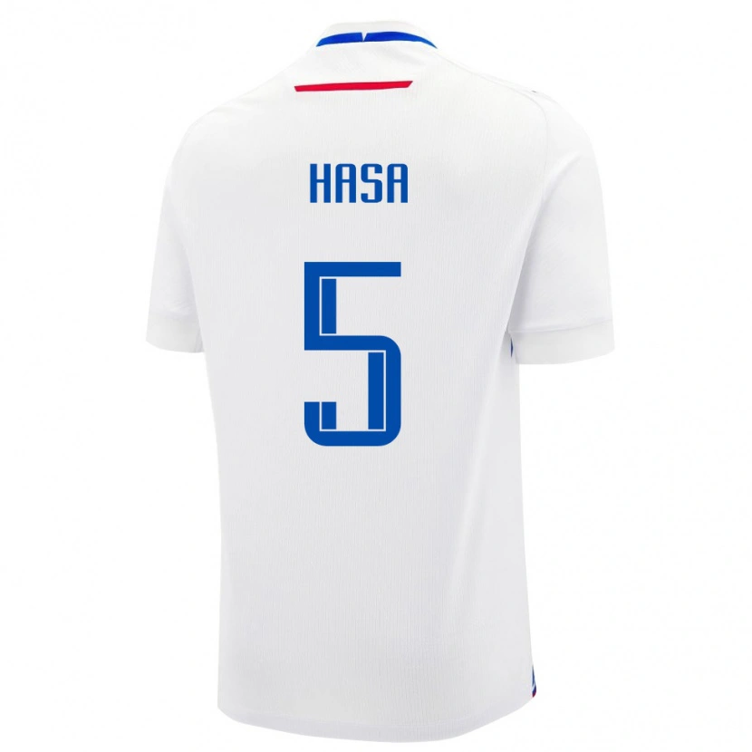 Danxen Niño Camiseta Eslovaquia Samuel Hasa #5 Blanco Azul 2ª Equipación 26-28 La Camisa México