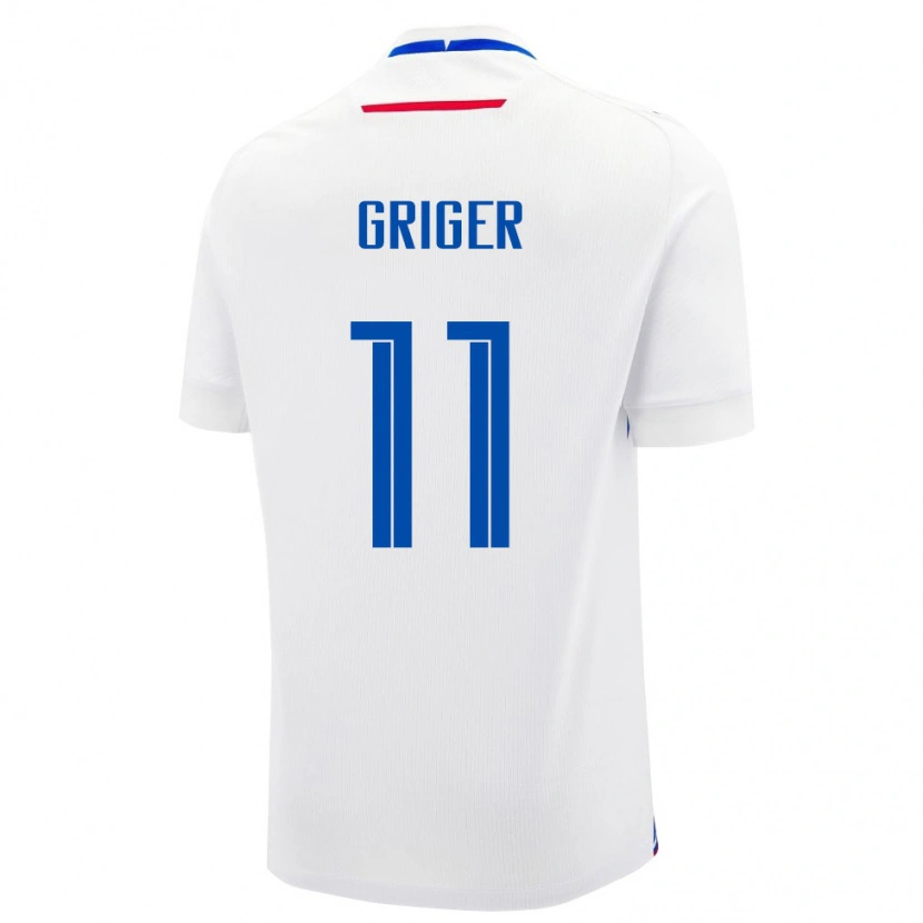 Danxen Niño Camiseta Eslovaquia Adam Griger #11 Blanco Azul 2ª Equipación 26-28 La Camisa México