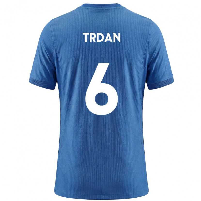 Danxen Niño Camiseta Eslovenia Miha Trdan #6 Azul Blanco 2ª Equipación 26-28 La Camisa México