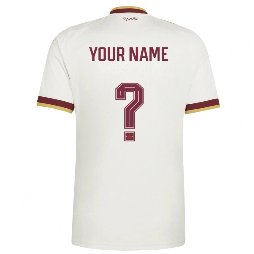 Danxen Niño Camiseta España Su Nombre #0 Marfil Borgoña 2ª Equipación 26-28 La Camisa México