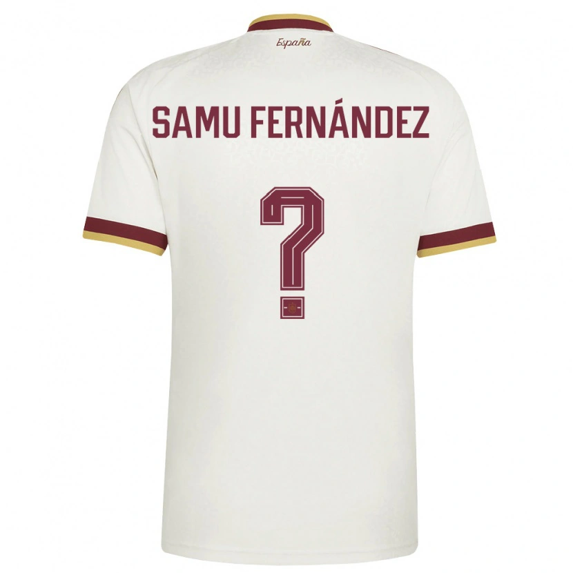 Danxen Niño Camiseta España Samu Fernández #0 Marfil Borgoña 2ª Equipación 26-28 La Camisa México