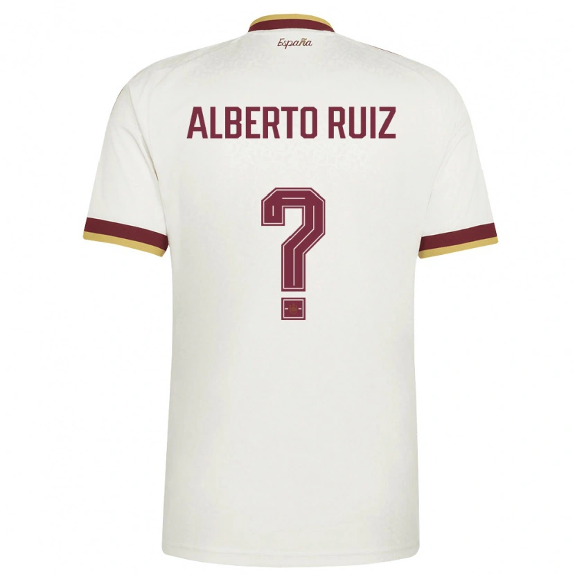 Danxen Niño Camiseta España Alberto Ruiz #0 Marfil Borgoña 2ª Equipación 26-28 La Camisa México