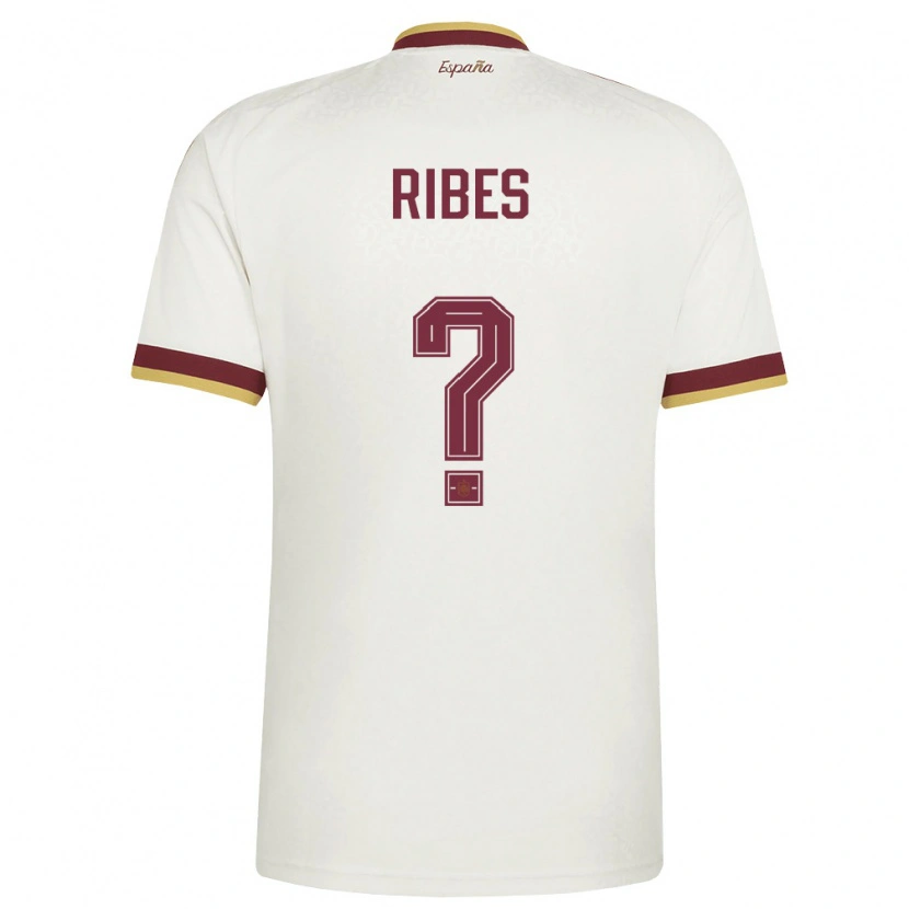 Danxen Niño Camiseta España Arnau Ribes #0 Marfil Borgoña 2ª Equipación 26-28 La Camisa México