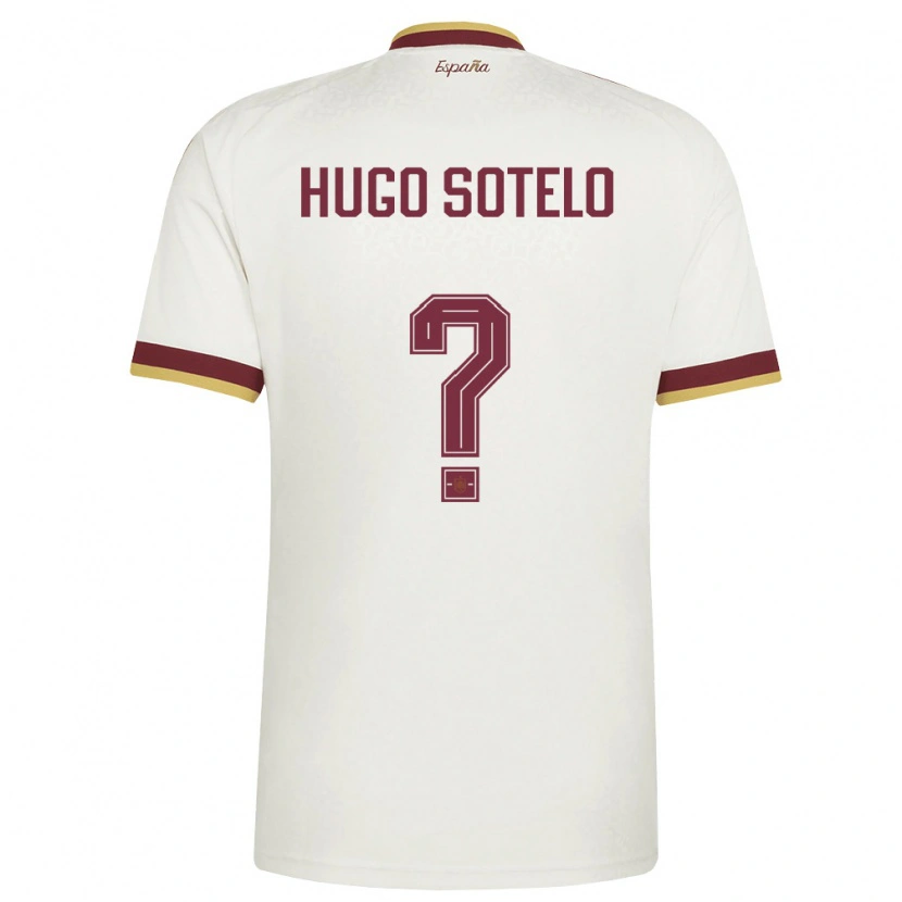 Danxen Niño Camiseta España Hugo Sotelo #0 Marfil Borgoña 2ª Equipación 26-28 La Camisa México