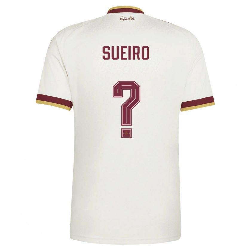 Danxen Niño Camiseta España David Sueiro #0 Marfil Borgoña 2ª Equipación 26-28 La Camisa México