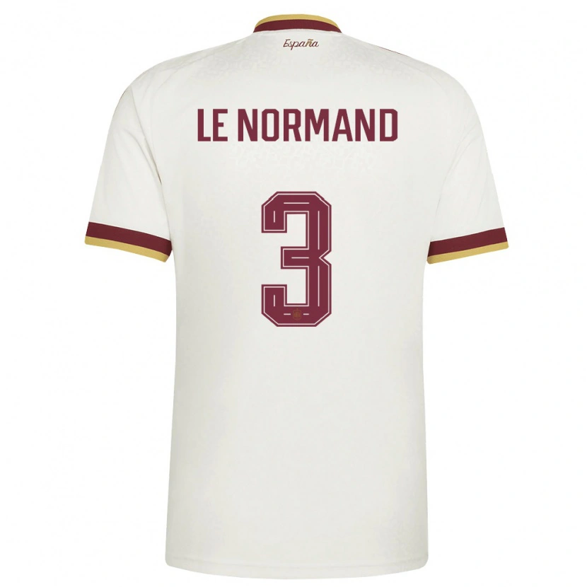 Danxen Niño Camiseta España Robin Le Normand #3 Marfil Borgoña 2ª Equipación 26-28 La Camisa México