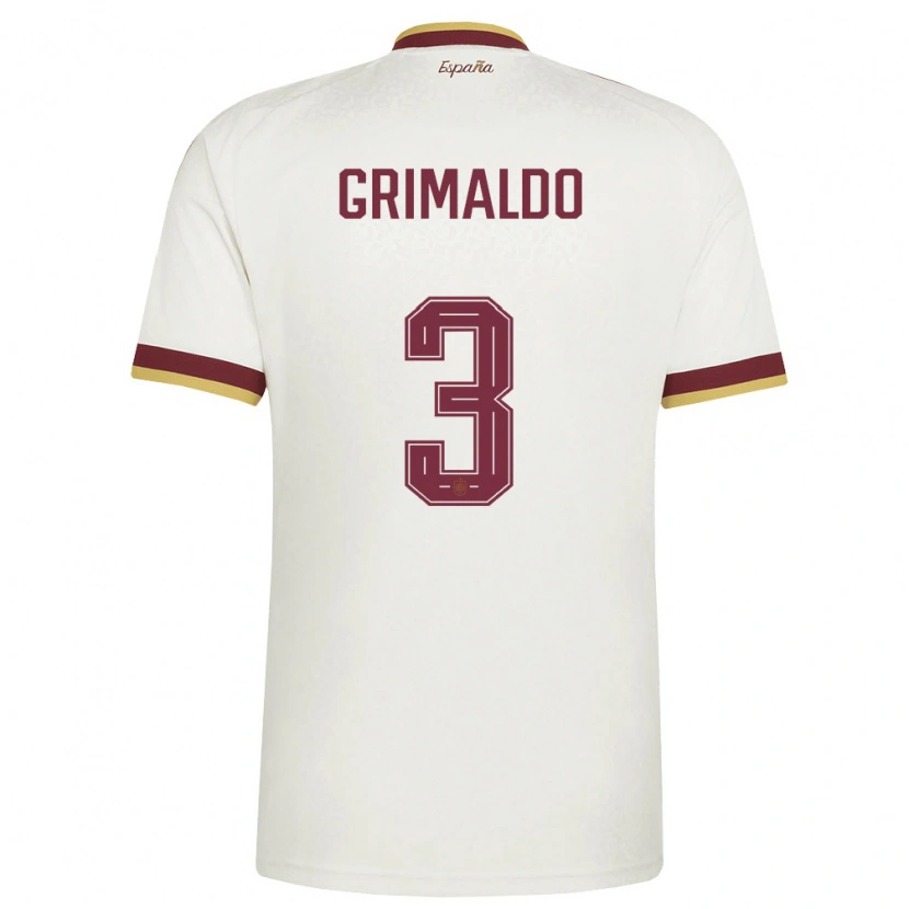 Danxen Niño Camiseta España Alejandro Grimaldo #3 Marfil Borgoña 2ª Equipación 26-28 La Camisa México