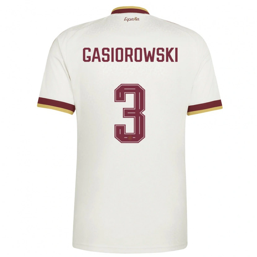 Danxen Niño Camiseta España Yarek Gasiorowski #3 Marfil Borgoña 2ª Equipación 26-28 La Camisa México