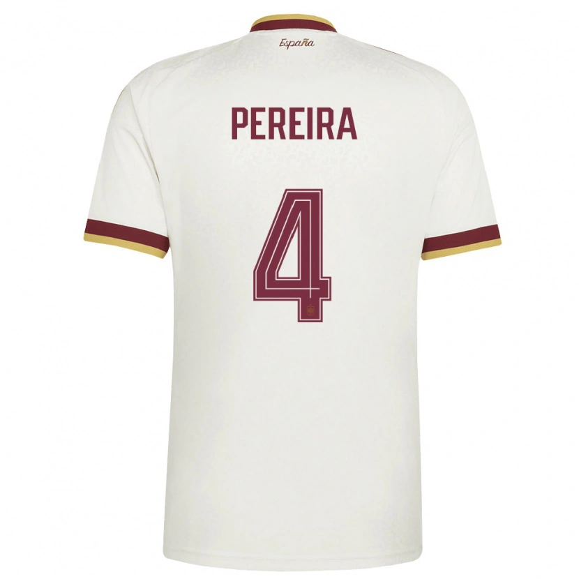Danxen Niño Camiseta España Andrea Pereira #4 Marfil Borgoña 2ª Equipación 26-28 La Camisa México