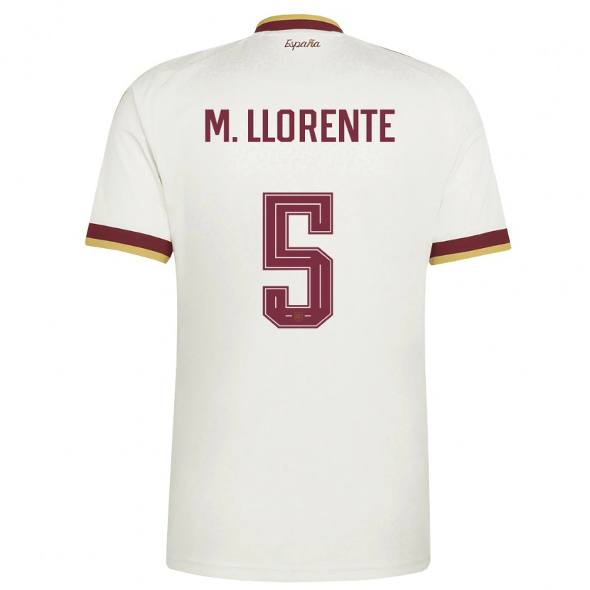 Danxen Niño Camiseta España Marcos Llorente #5 Marfil Borgoña 2ª Equipación 26-28 La Camisa México