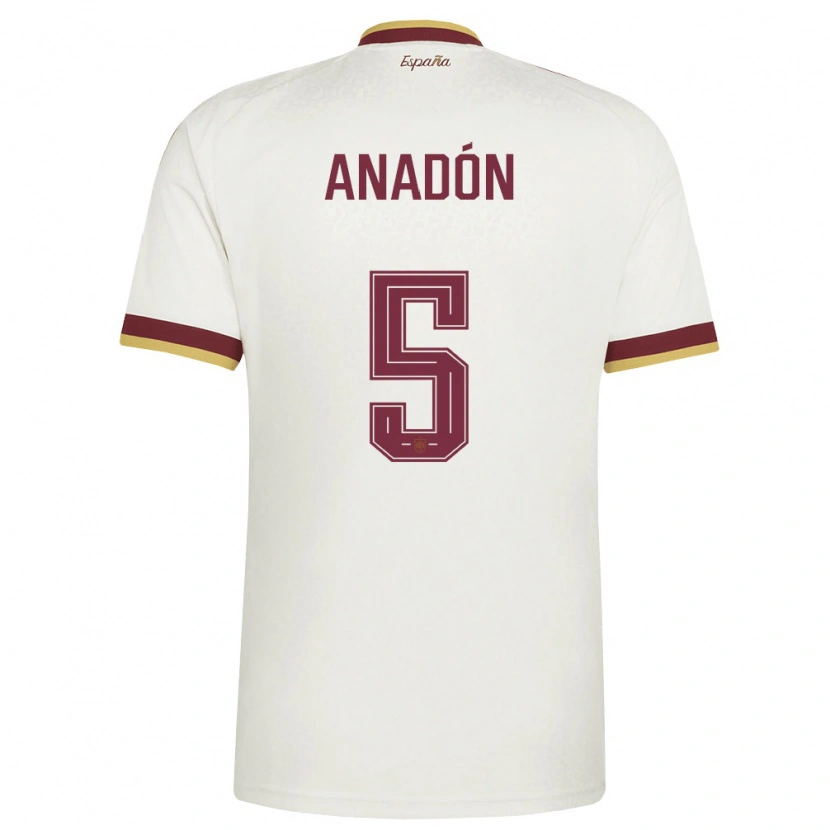 Danxen Niño Camiseta España Guillermo Anadón #5 Marfil Borgoña 2ª Equipación 26-28 La Camisa México