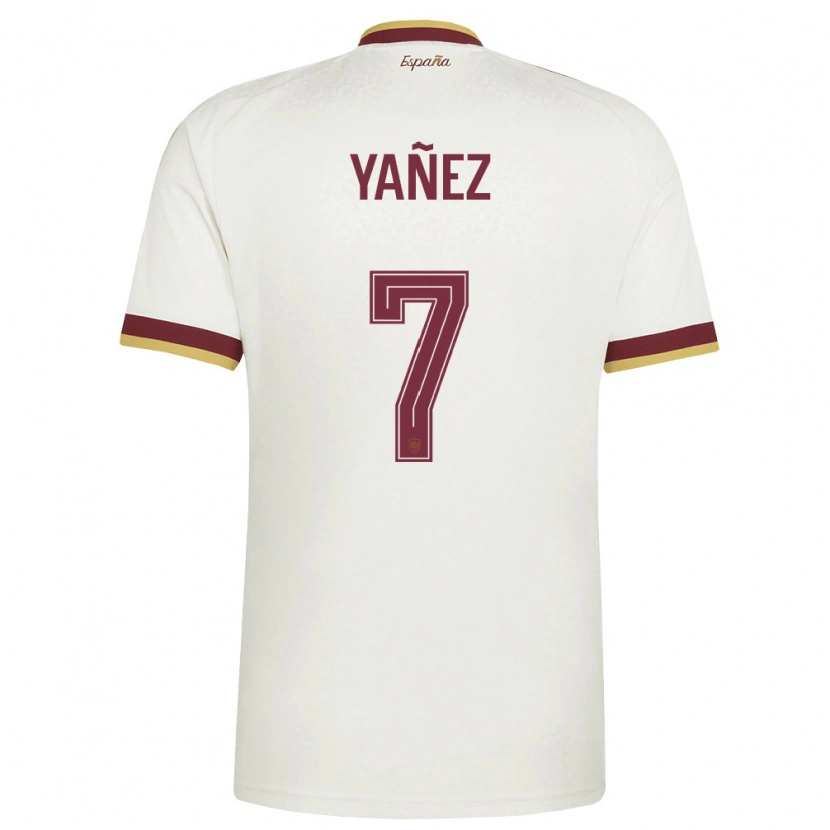 Danxen Niño Camiseta España Daniel Yáñez #7 Marfil Borgoña 2ª Equipación 26-28 La Camisa México