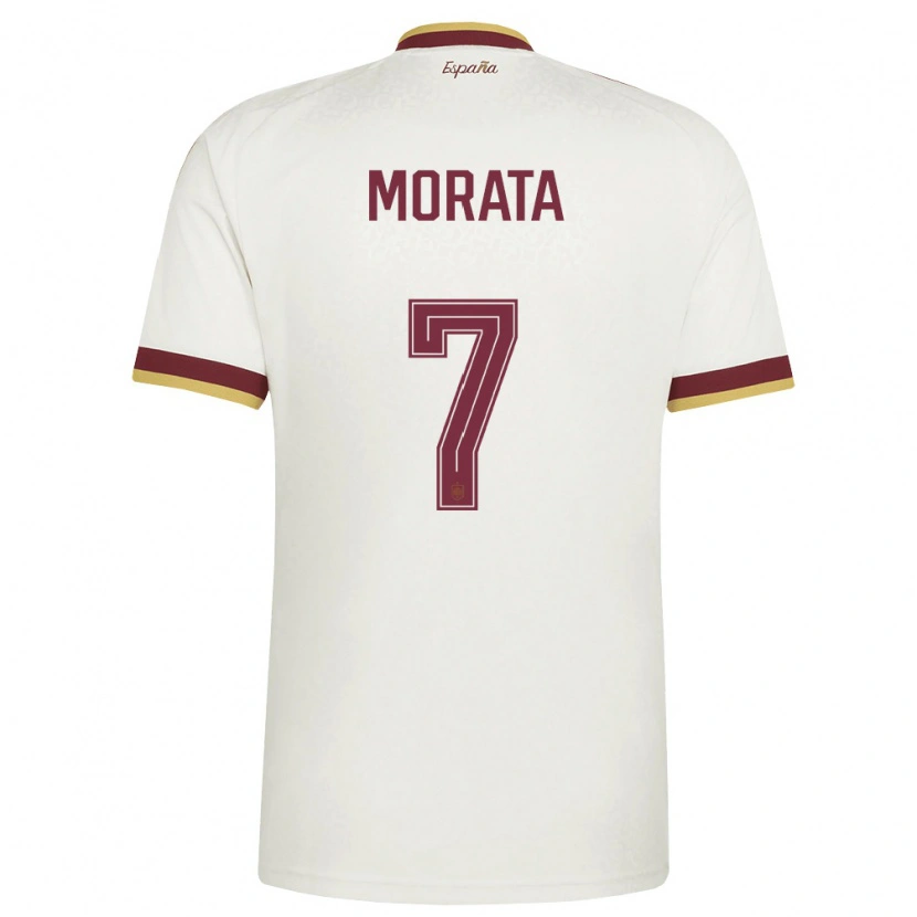 Danxen Niño Camiseta España Alvaro Morata #7 Marfil Borgoña 2ª Equipación 26-28 La Camisa México