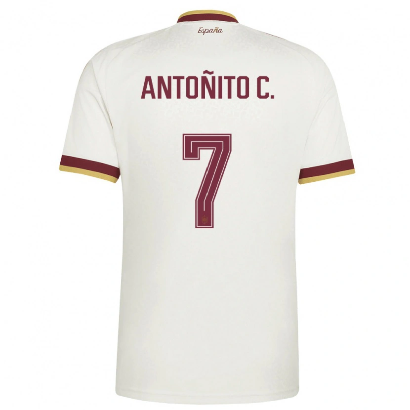 Danxen Niño Camiseta España Antoñito Cordero #7 Marfil Borgoña 2ª Equipación 26-28 La Camisa México