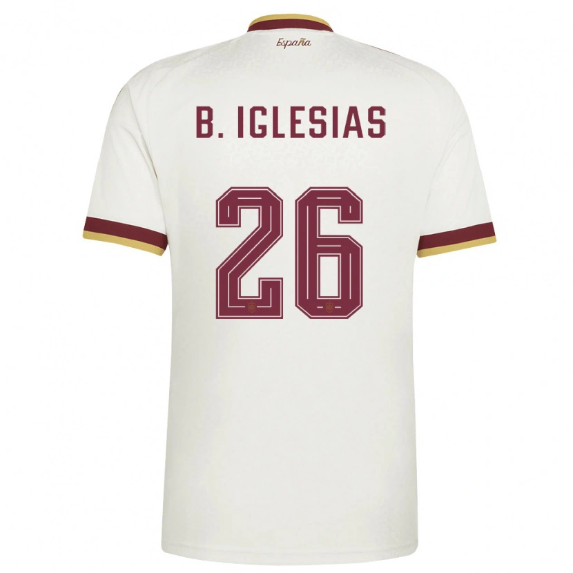 Danxen Niño Camiseta España Borja Iglesias #26 Marfil Borgoña 2ª Equipación 26-28 La Camisa México