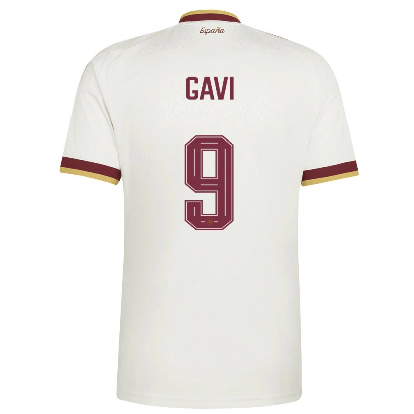 Danxen Niño Camiseta España Gavi #9 Marfil Borgoña 2ª Equipación 26-28 La Camisa México