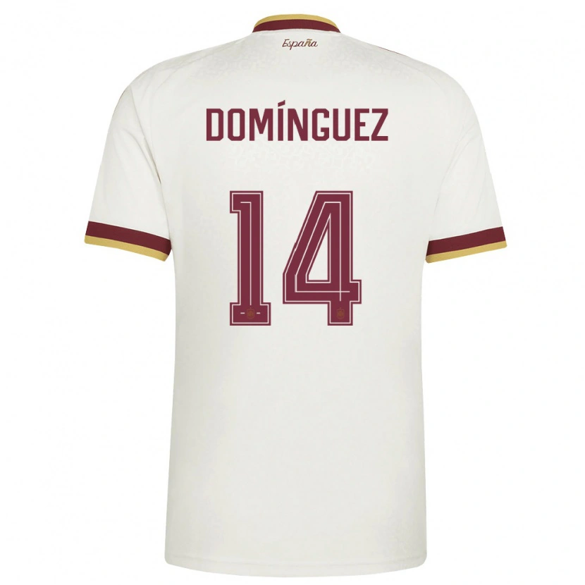 Danxen Niño Camiseta España Sergi Domínguez #14 Marfil Borgoña 2ª Equipación 26-28 La Camisa México