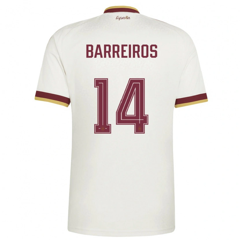 Danxen Niño Camiseta España Iago Barreiros #14 Marfil Borgoña 2ª Equipación 26-28 La Camisa México