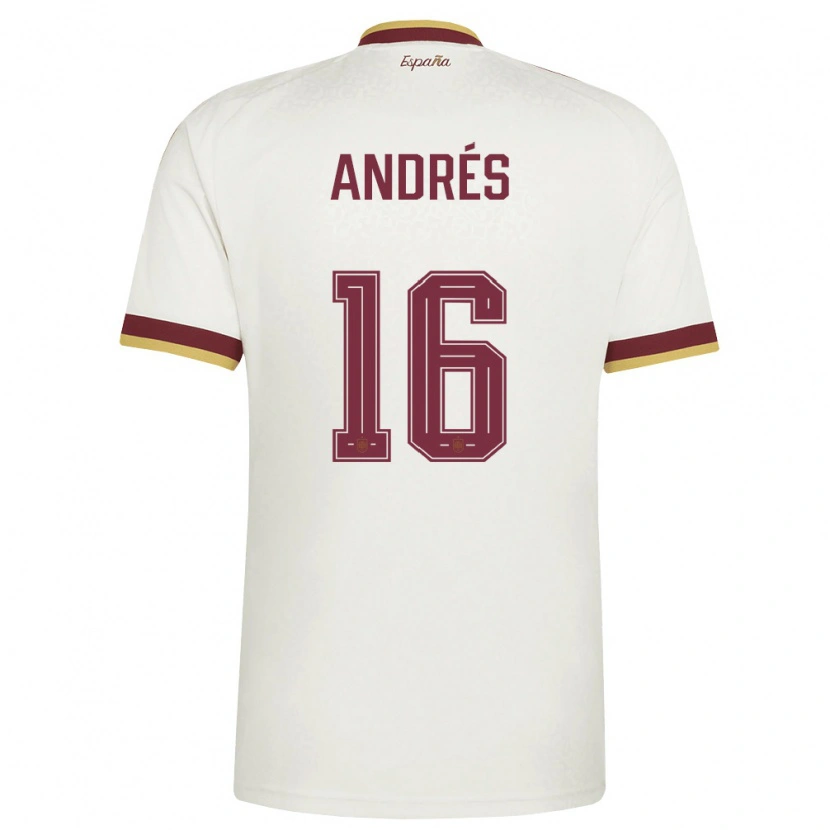 Danxen Niño Camiseta España Chema Andrés #16 Marfil Borgoña 2ª Equipación 26-28 La Camisa México