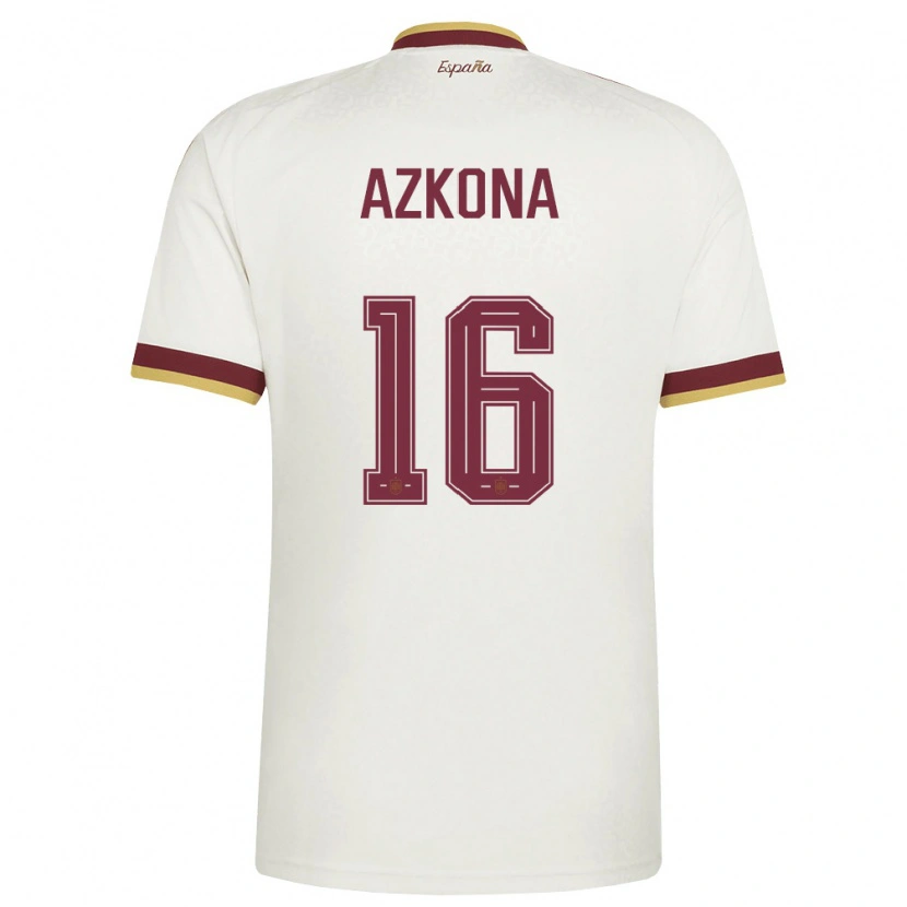 Danxen Niño Camiseta España Ane Azkona #16 Marfil Borgoña 2ª Equipación 26-28 La Camisa México