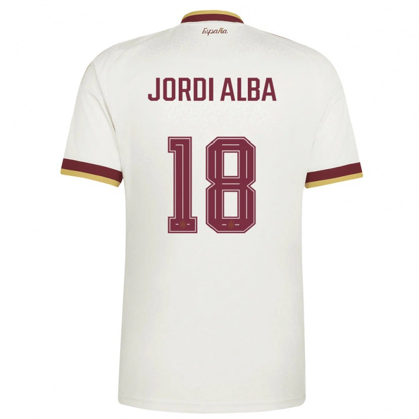 Danxen Niño Camiseta España Jordi Alba #18 Marfil Borgoña 2ª Equipación 26-28 La Camisa México