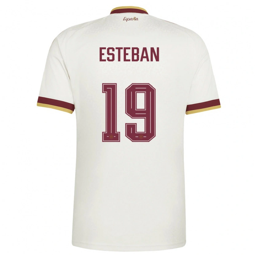 Danxen Niño Camiseta España Sergio Esteban #19 Marfil Borgoña 2ª Equipación 26-28 La Camisa México