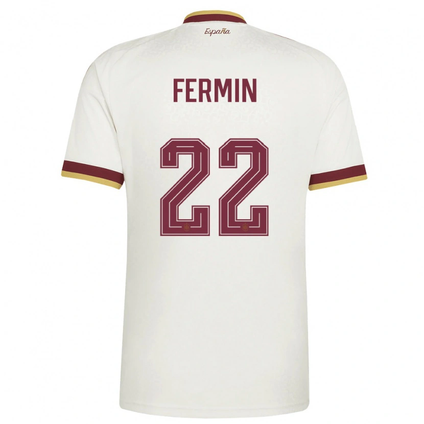 Danxen Niño Camiseta España Fermín López #22 Marfil Borgoña 2ª Equipación 26-28 La Camisa México