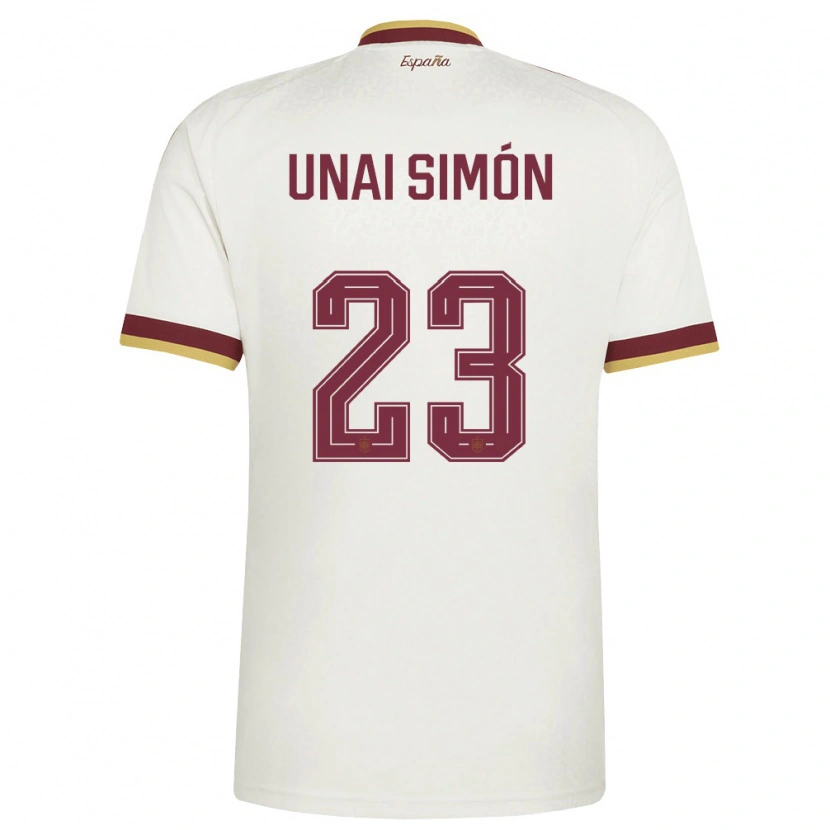 Danxen Niño Camiseta España Unai Simón #23 Marfil Borgoña 2ª Equipación 26-28 La Camisa México