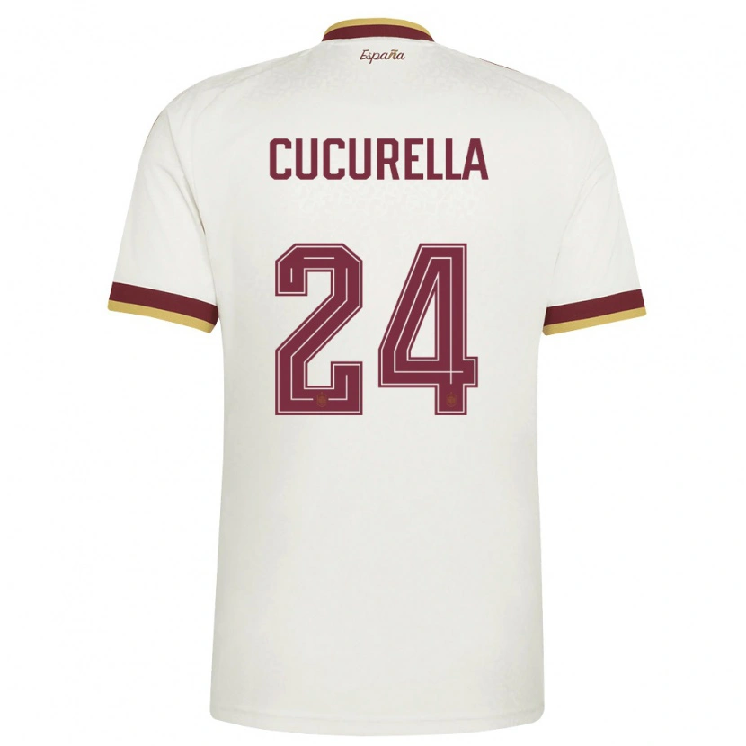 Danxen Niño Camiseta España Marc Cucurella #24 Marfil Borgoña 2ª Equipación 26-28 La Camisa México