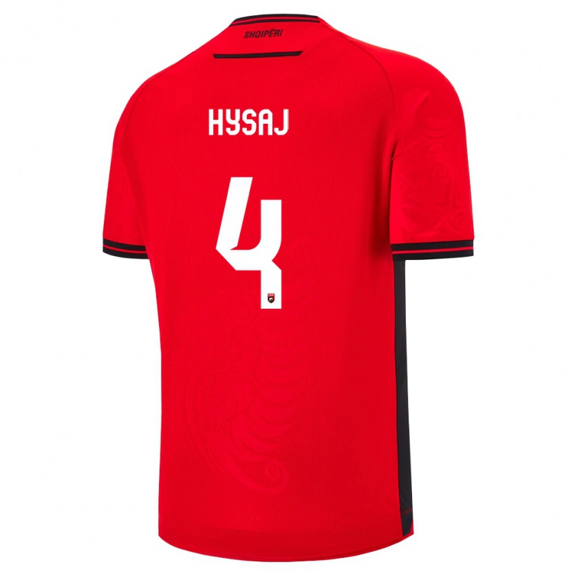 Danxen Hombre Camiseta Albania Elseid Hysaj #4 Rojo Negro 1ª Equipación 26-28 La Camisa México