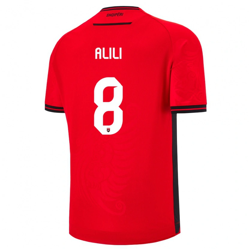 Danxen Hombre Camiseta Albania Burak Alili #8 Rojo Negro 1ª Equipación 26-28 La Camisa México